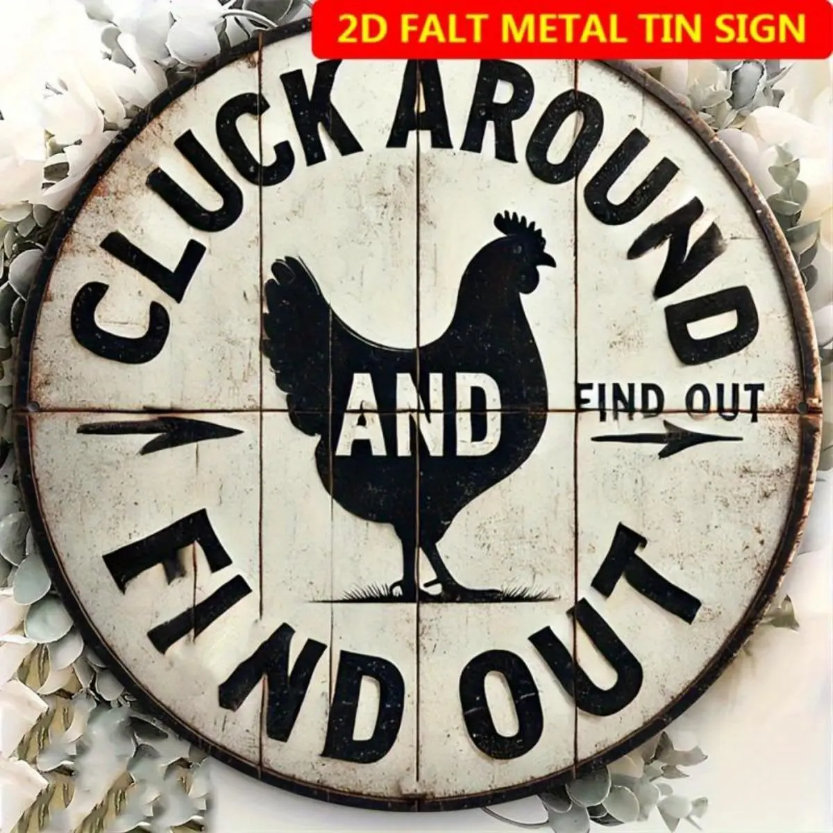 1 piece, 8x8 inch Vintage Chicken Theme Metal Tin Sign, Country style decoration, Rustic Farmhouse Design, Home Decor Products, Outdoor Waterproof Plaque, weathered aluminum sign, suitable for chicken coop, kitchen, garden wall art