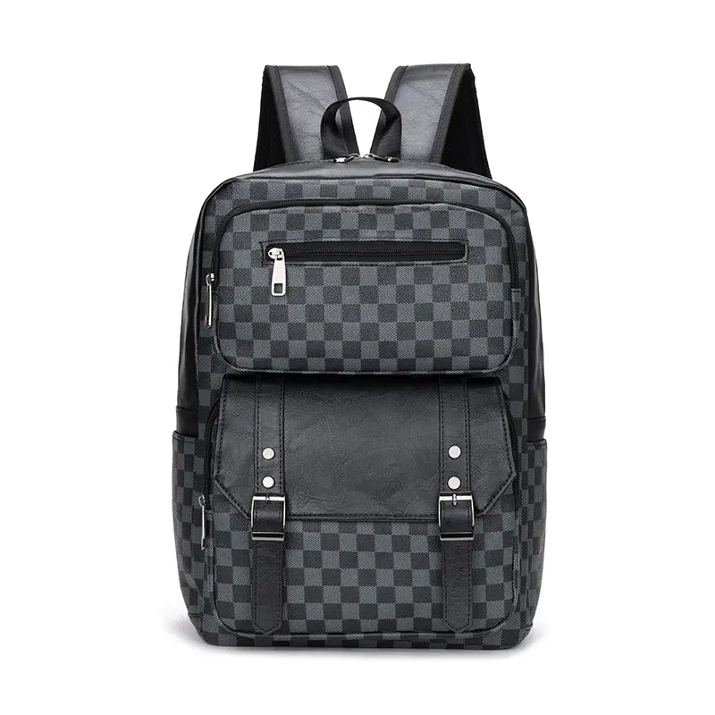 Fashionable classic large-capacity backpacks Checkered Pattern Backpack with Multiple Pockets and Adjustable Straps for Everyday Use