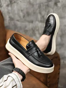 Men's Fashionable PU Leather Loafers, Casual Comfortable Round Toe Slip-on Loafers for Daily Wear, Business Formal Shoes for Men