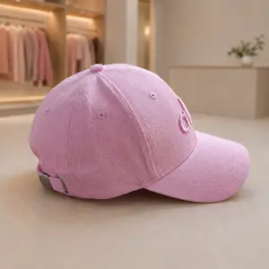 Pink District Style Baseball Cap, Adjustable Women’s Sport Hat, Casual Curved Brim Outdoor Tennis Pickleball Summer Cap