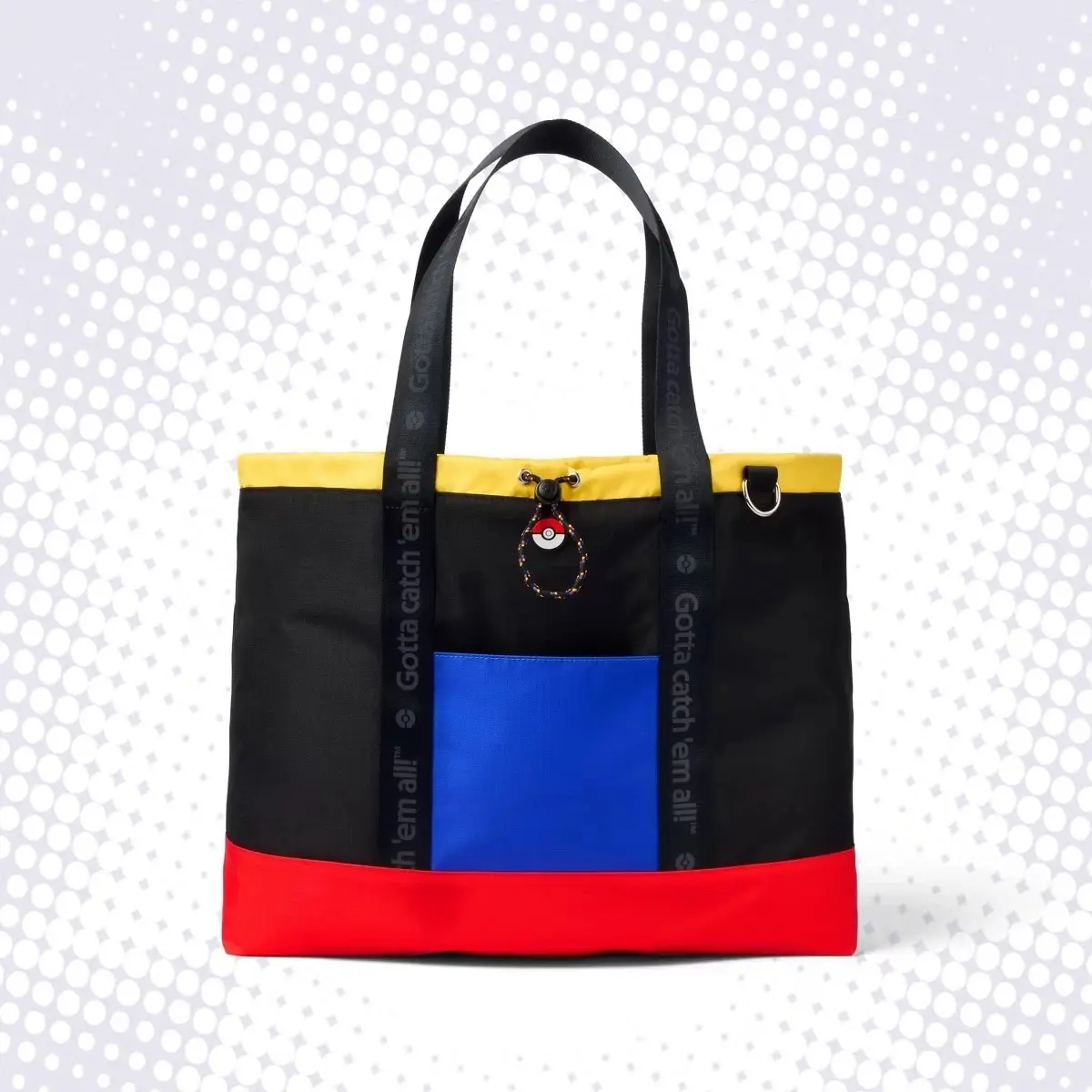 Women's Casual Pokémon Tote Bag - Poké Ball Inspired Design, High-Capacity Double-Handle Shoulder Bag for Fans, E-Commerce Conventions Compliant, No Excessive Promotional Language