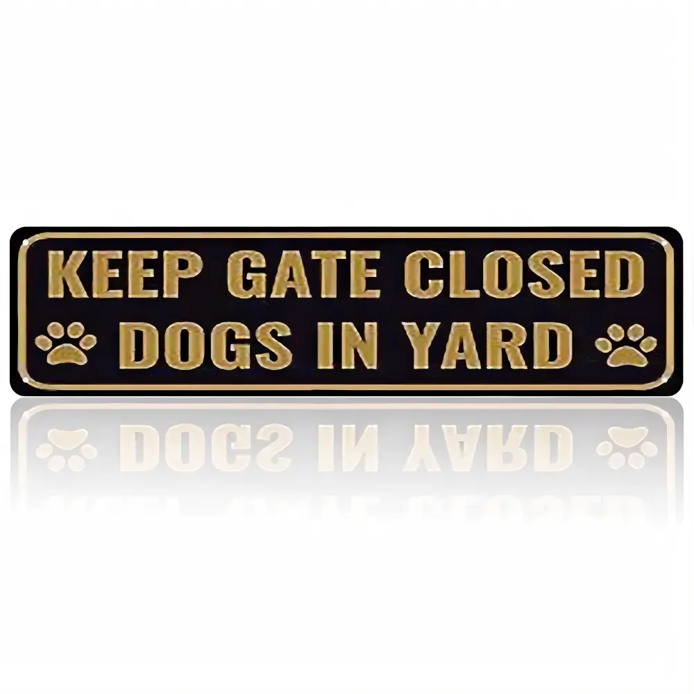 16x4 In Aluminium Metal Sign "Keep Gate Closed Dogs in Yard" - Pet Safety Warning Plaque, Mountable, Weatherproof, Durable, High Visibility Dog Paw Print Sign for Home Yard Fence Gate, Decorative Gift for Pet Owners