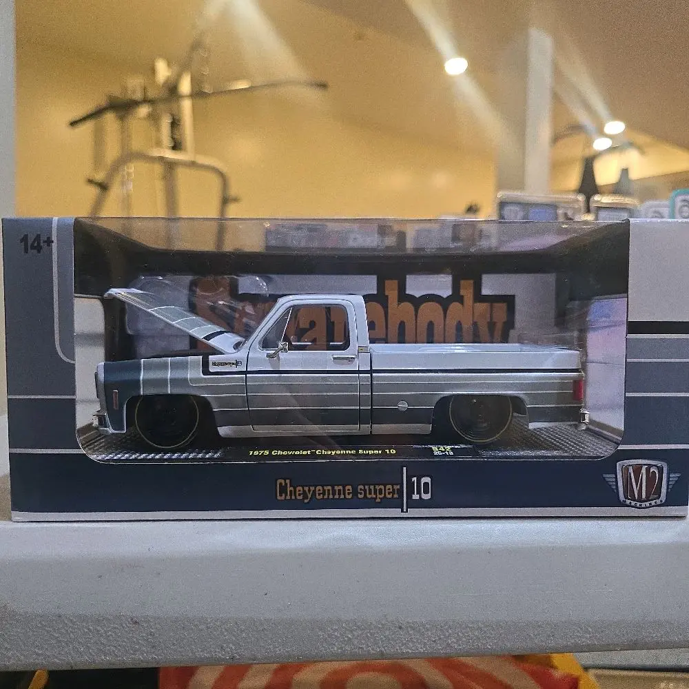 M2 Machines 1/24 Scale 1973 Cheyenne Squarebody OBS Diecast Collectible Car Model - 1/24 Scale Match, 1973 Squarebody ID, Greenbeans, 50 Shades, Outlaws, Edelbrock, Quaker State, Choose Sweethearts Metal Toy Replica