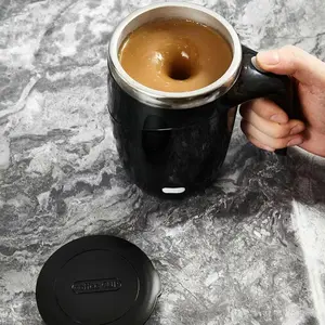 Electric Coffee Stirring Cup, 1 Count Automatic Mixing Cup with Handle, Stainless Steel Magnetic Rotating Mug, USB Charging Home Stirring Milk Cup, Reusable Coffee Mug
