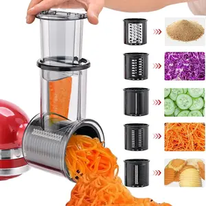 Slicer Shredder Attachment for Kitchenaid Stand Mixer with 5 Blades Steel Utensils