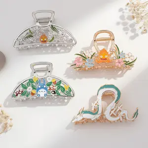 SHUJUAN 2pcs Cartoon Anime Character Hair Clips Flame & White Dragon Design Metal Hollow Out Enamel Pins Easter Gift for Mom GF Cute Anime Brooches Hair Accessories