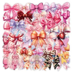 60 Pcs Clear PET Bowknot Stickers for Scrapbooking Journaling Junk Journal Scrapbook Supplies - Waterproof Transparent for Resin Crafts Decorative Diy Decorative Stickers