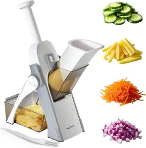 QYKIC 5-in-1 Mandoline Slicer Adjustable Thickness 0.1-8mm Vegetable Potato Cutter Dishwasher Safe Kitchen Tool for Carrots Cucumber Onion Meal Prep - Bottles, Organiser