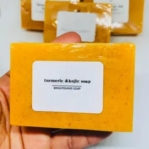 Turmeric Glow Soap Bar Natural Face & Body Cleanser with Lemon and Kojic Acid Deep Cleansing Brightens Skin Minimizes Pores Even Tone for All Skin Types