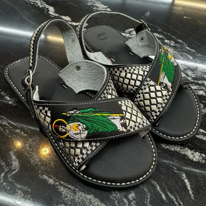 Huarache Cruzado San Judas Tadeo Negro Tejido Sandal
