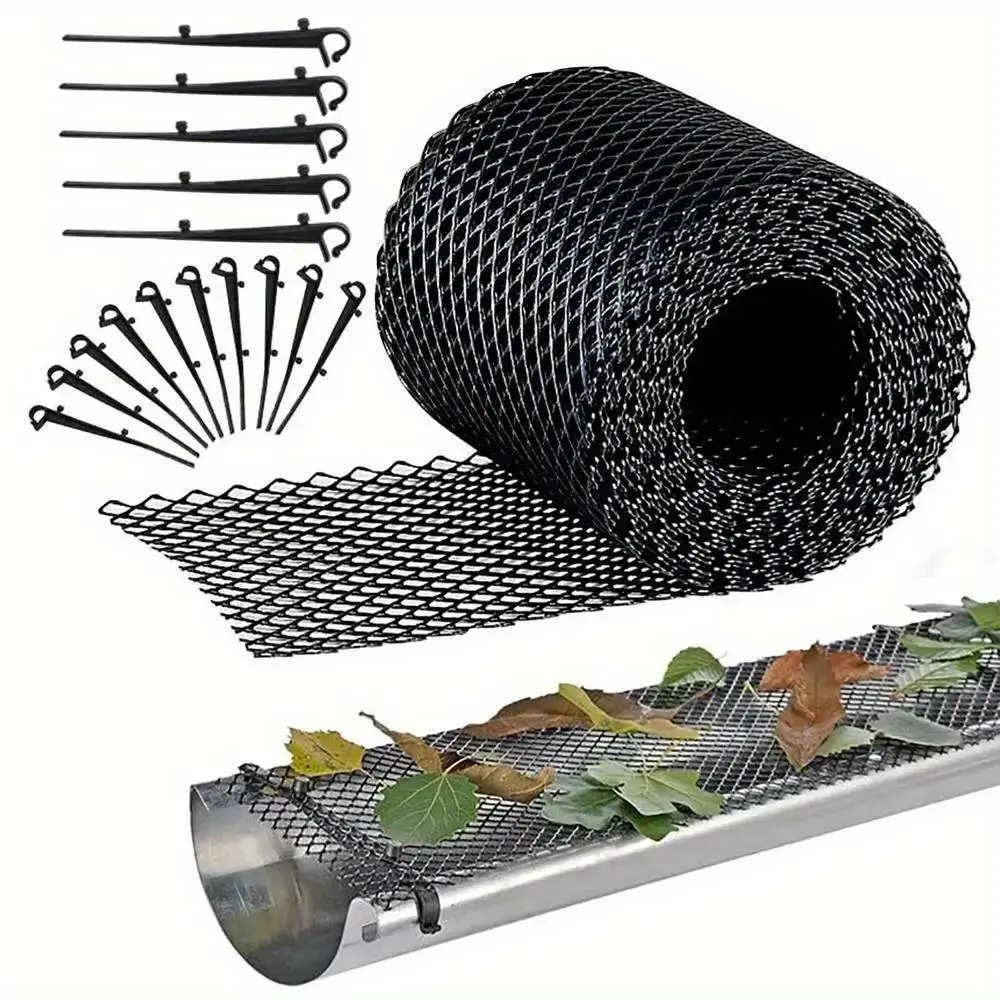 Expandable Gutter Guard, Gutter Guard with Hooks, UV Resistant Plastic Gutter Guard, Bird & Leaf Prevention Gutter Protector, Roofing & Flooring Supplies