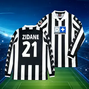 99-00 Home game No.21 Zidane long-sleeved white and black jersey