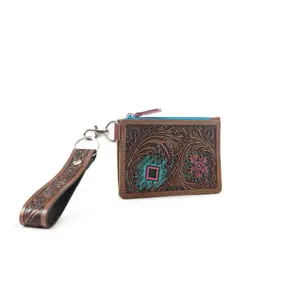 Myra Pride of Prickly Pears Credit Card Holder Pink and Turquoise tooled