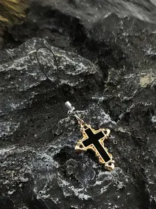 Gold Cross Phone Charm, Gothic Retro Style, Intricate Embossed Design, Couples' Accessory, Hangs on Phones/baggs
