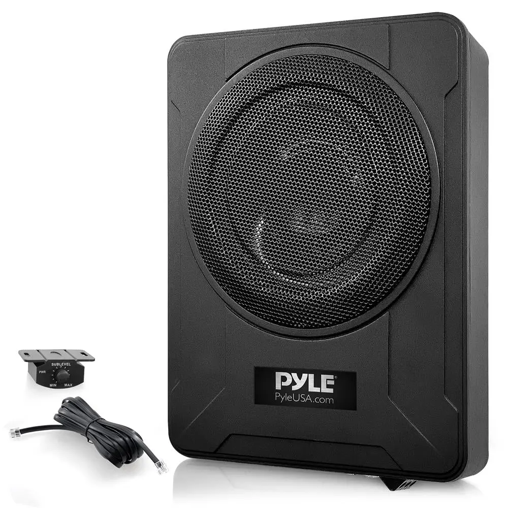 8" 600W Slim Car Subwoofer System - Built-in Amp, Underseat Install