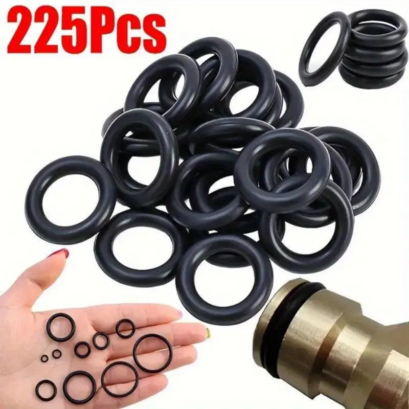 225 Piece O-Ring Set, Waterproof Oil-Resistant Rubber Seals, Replacement Parts, Universal Fit for Automotive, Vehicle and Machinery, Durable and Reliable