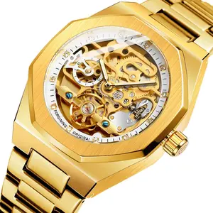 Men's Fully Automatic Mechanical Watch with Luminous Three Eyes, Six Hands, Day-Date, and Steel Band