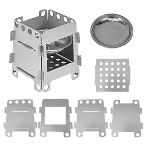 Portable Wood Burning Stove, Compact Foldable Design Stainless Steel Backpacking Stove, Lightweight Camp Stove, Camping Kitchenware for Outdoor Camping Hiking, Outdoor Cooking Supplies, Camping Equipment