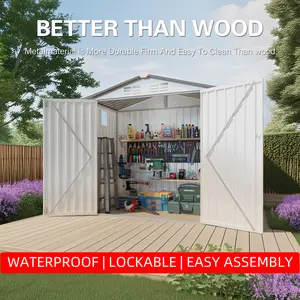 6x3.6ft Galvanized Steel Outdoor Storage Shed - Waterproof Roof, Lockable Design, Easy Assembly, Skylight Window for Backyard Garden