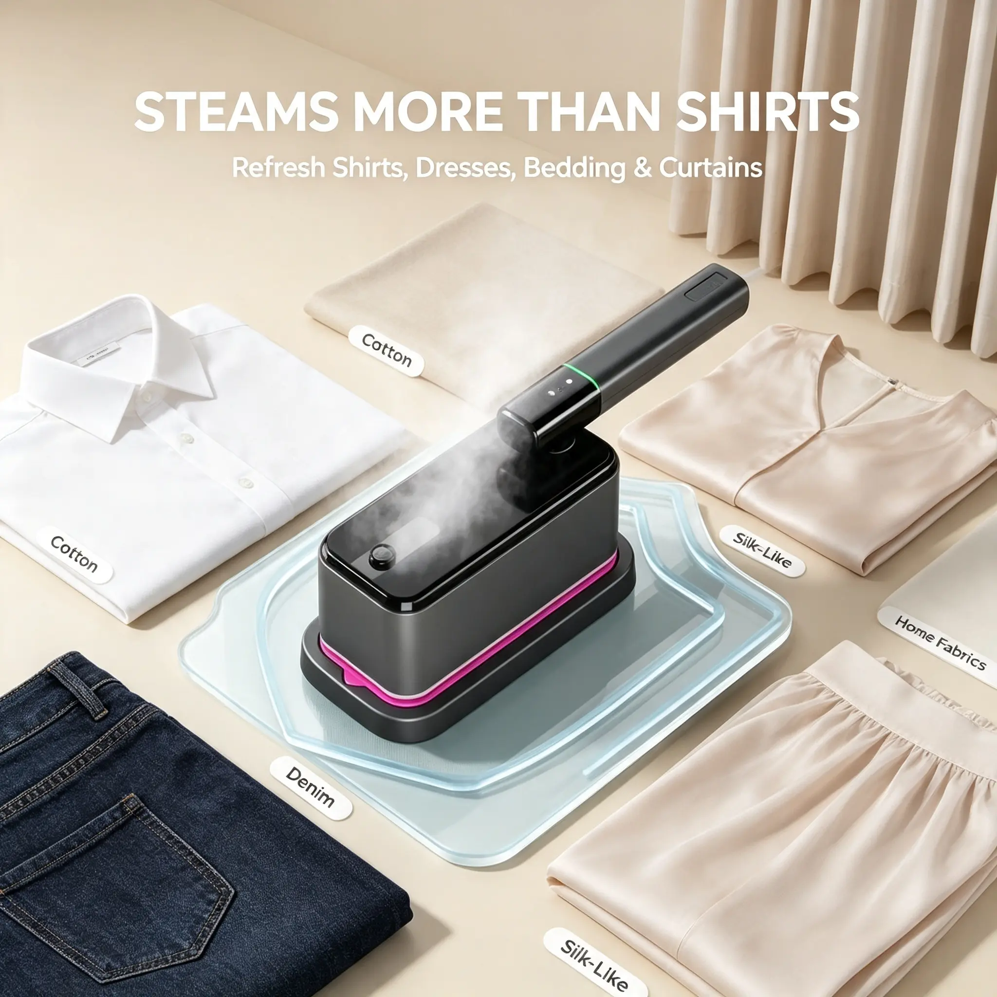 Steamer for Clothes | Wet and Dry Iron, Fast Heat-Up, Quick Wrinkle Removal, LCD Display, Powerful Wrinkle Remover for Home, Office