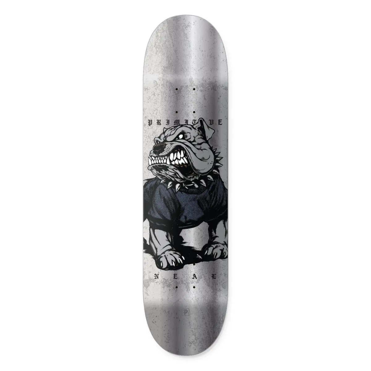 Primitive Skateboarding Neal Enforcer Skateboard Deck, 7-Ply North American Hard Rock Maple with Medium Concave and Silver Foil Print, 8.125” X 31.75”", 14” Wheelbase