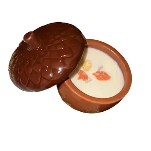 Pumpkin Souffle Soy Wax Candle with Autumn Leaf Accents and Rich Creamy Scent for Cozy Home Aroma