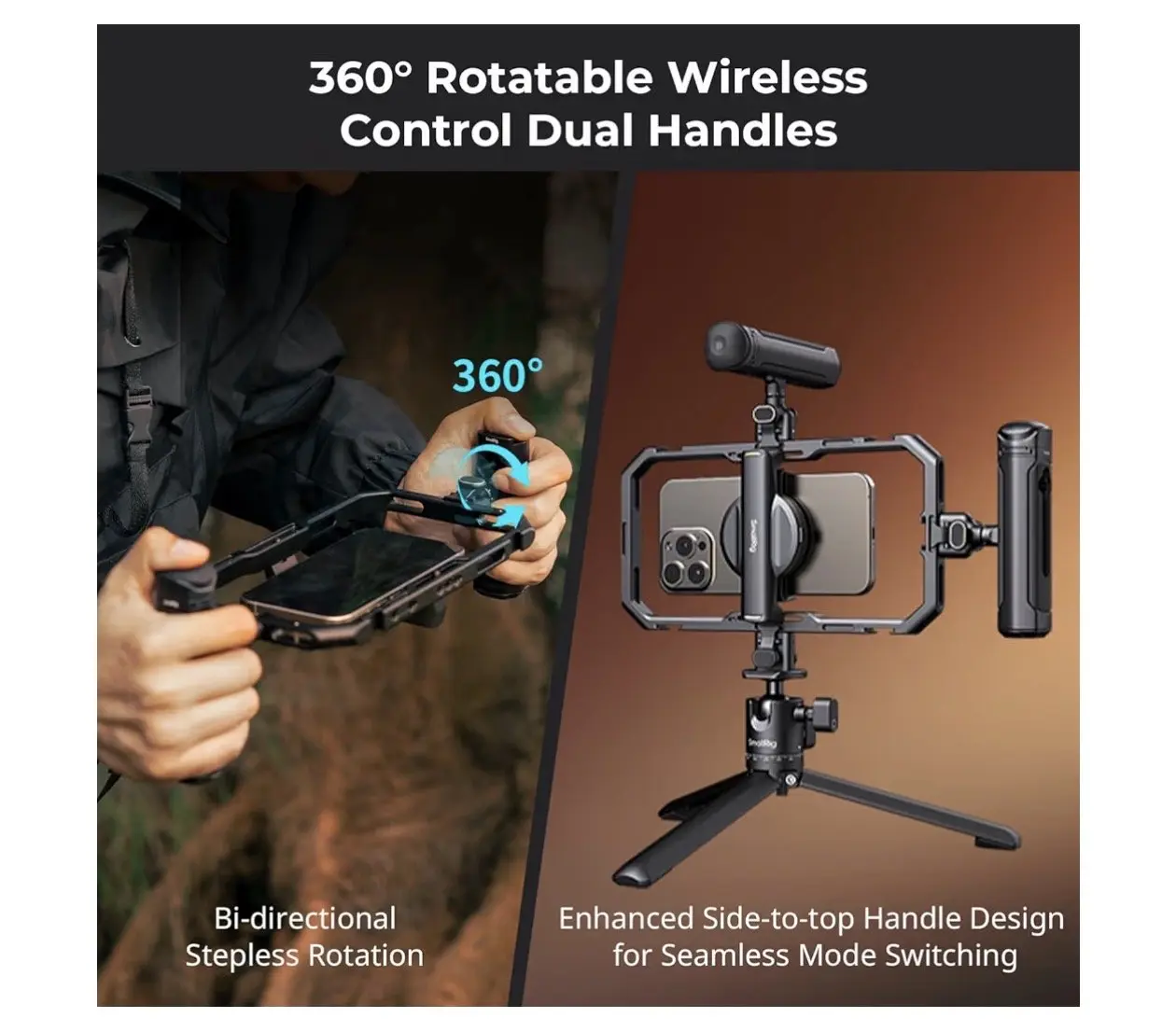 SmallRig All-in-One Quick Release Phone Video Rig Kit - Stabilizer Cage with LED Light & Microphone