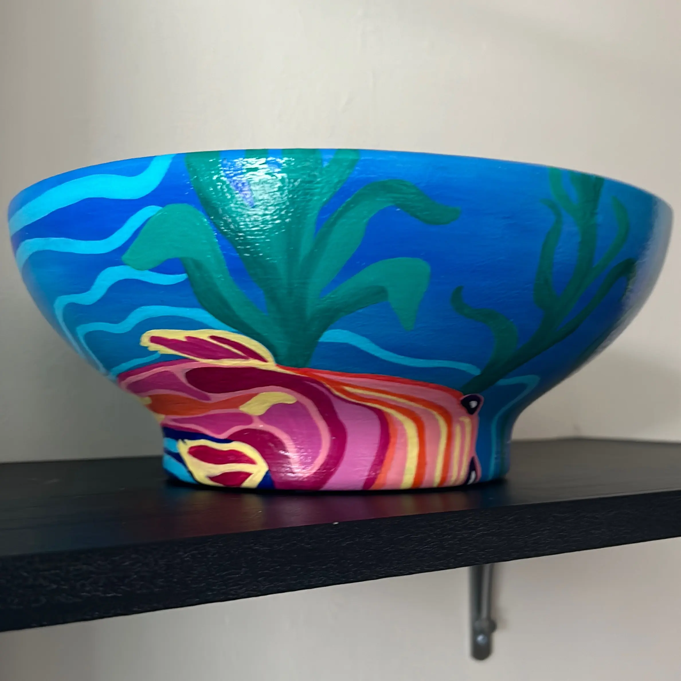 Large Koi Fish Planter Bowl with Drainage Hole and Gloss Sealant Finish