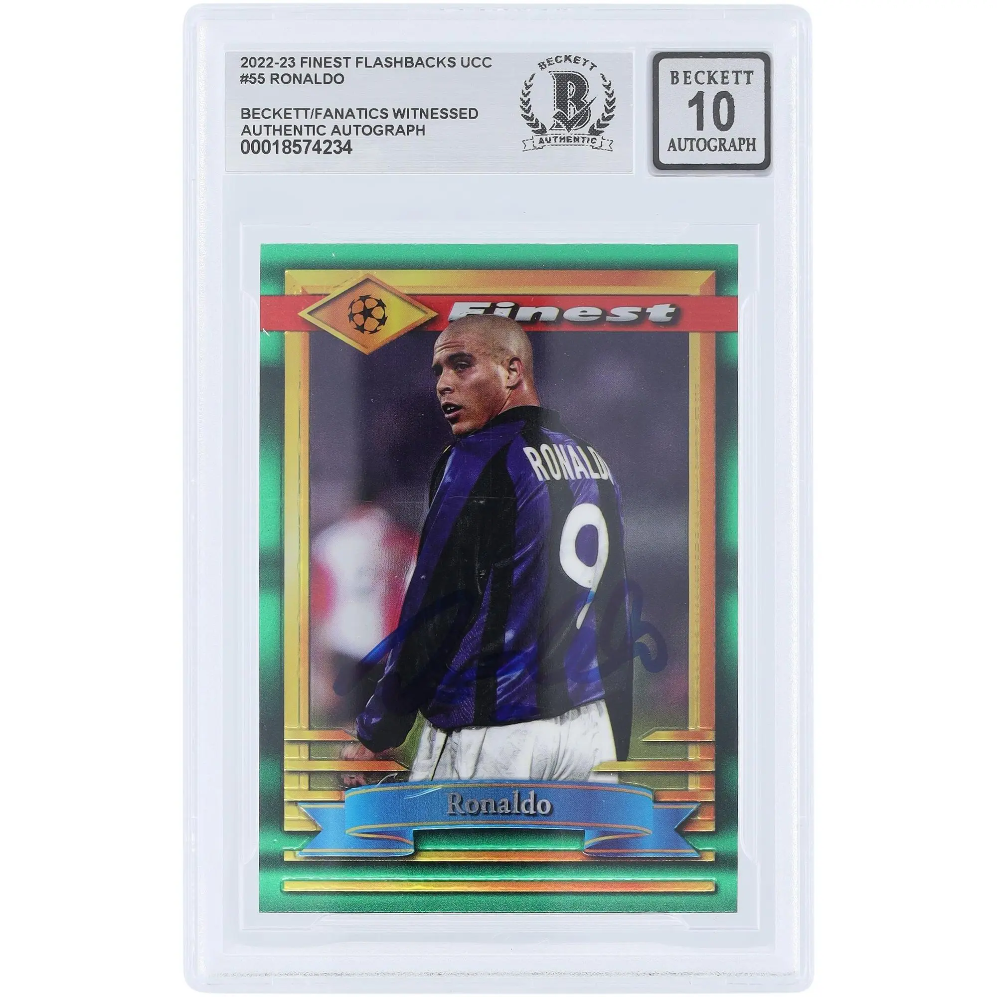 Ronaldo FC Internazionale Autographed 2022-23 Topps Finest Flashbacks UEFA #55 Beckett Fanatics Witnessed Authenticated Auto 10 Card - Fanatics Authentic Certified