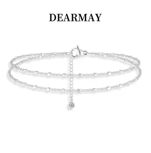 Dearmay Silver Ankle Bracelet for Women Dainty Layered Waterproof Anklet Adjustable Anklet Set Stackable Cuban Link Anklets Beach Jewelry Summer Beach Accessories Gift for Girls Greenish Spring