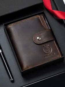 Men's Business Fashion Vintage Short Wallet, Large Capacity Slim Men's Short Wallet, RFID Blocking Wallet, Casual Trendy Wallet for Men, Genuine Leather Wallet, Vintage Wallets, Vintage Style Wallet