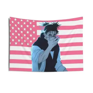 Pink anime Choso Tapestry, Fun Anime JJk Wall Decor, Durable Polyester Wall Hanging
