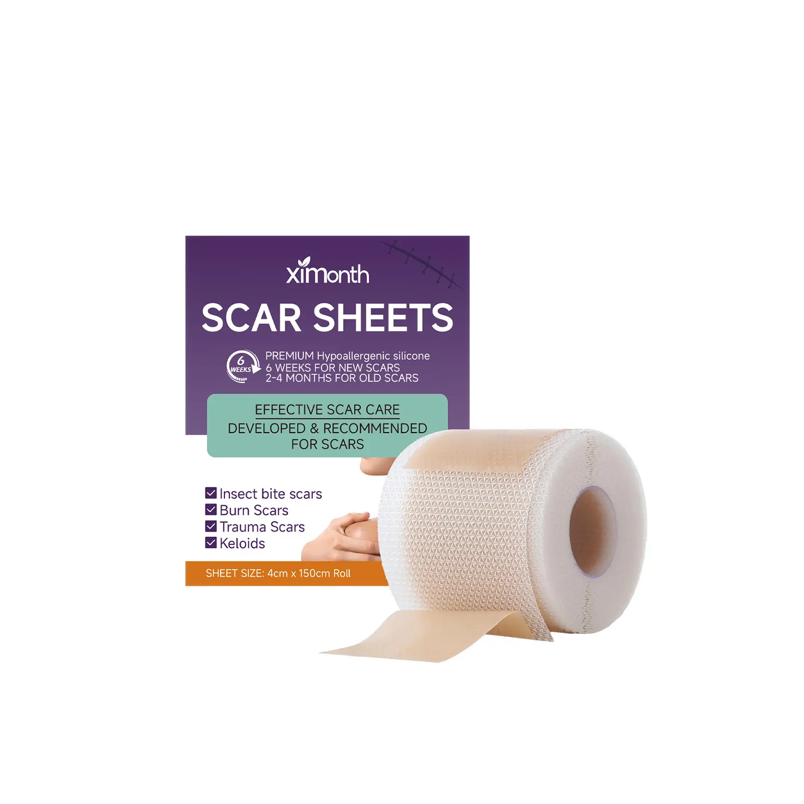 Silicone Scar Patches, Reusable Soft Silicone Scar Strips, Gentle Low-Allergen Skincare Tape for Postpartum Care, Burn Injuries, Portable Size