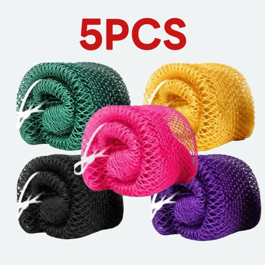 African Exfoliating Net Sponge - Ethically Sourced Nylon from Nigeria, Body Scrubber for Full Body Exfoliation & Dead Skin Lift, Gentle Exfoliating Bath Washcloth, Quick Drying Hygienic Bath Accessories, Mesh Sponge