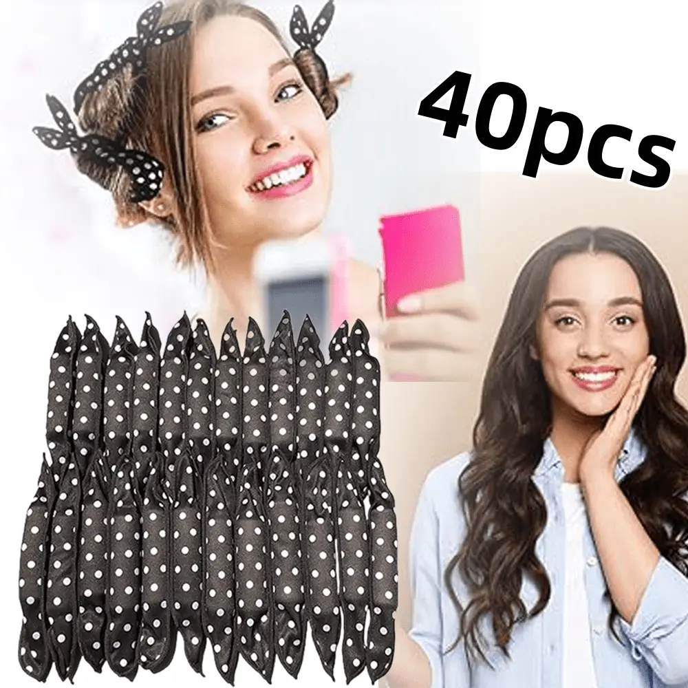 40-Pack Soft Satin Sponge Curlers, Heatless Overnight Pillow Rollers for Sleep-In Styling, Hair Accessory Set for Long & Short Hair (Creates Heatless Curls), Sleeping, Unisex
