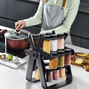 Kitchen Rotating Glass Spice Rack, Compact Countertop Storage Container, 360 Degree Rotation, Easy Installation and Cleaning