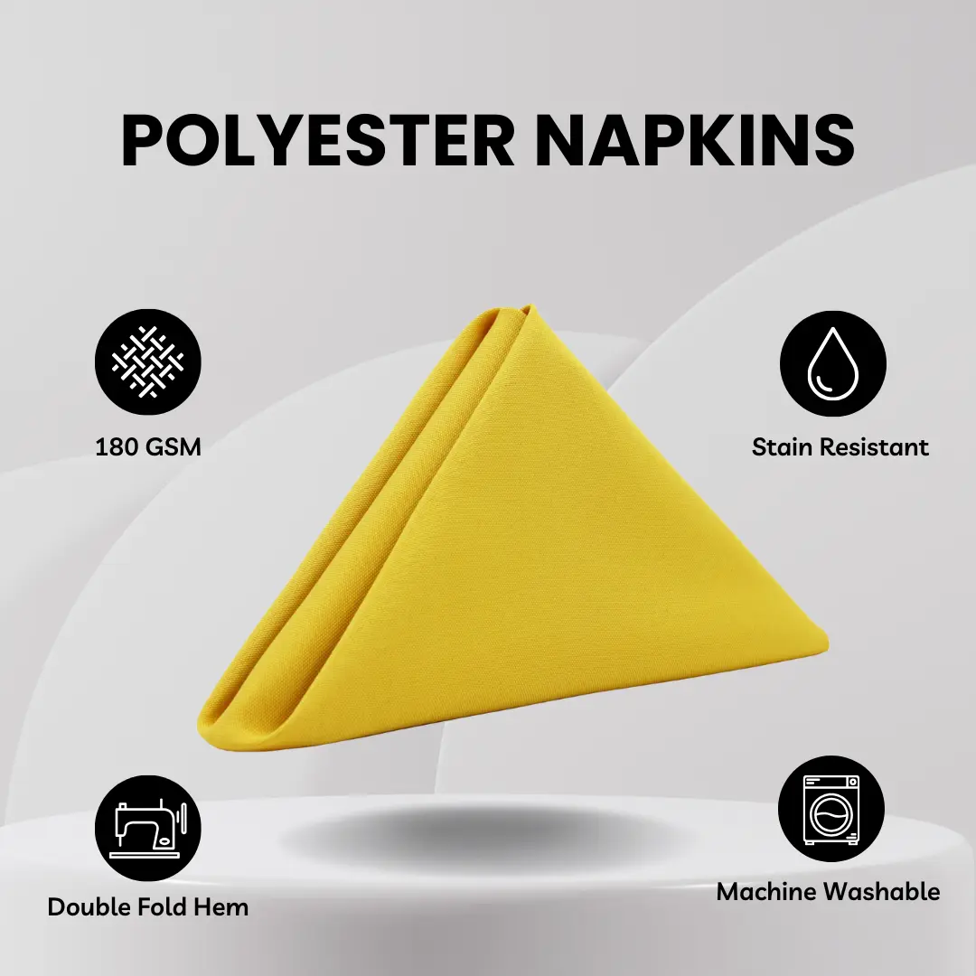 20 Inch Polyester Cloth Napkins Canary Yellow (Pack of 10) 20 Inch Polyester Cloth Napkins Canary Yellow (Pack of 10)