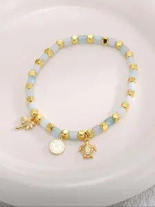 Cute Turtle & Coconut Tree Design Bracelet, Fashionable Jewelry for Women & Girls, Elegant Jewelry Bracelet, Trendy All-match & Exquisite Jewelry for Birthday Gift