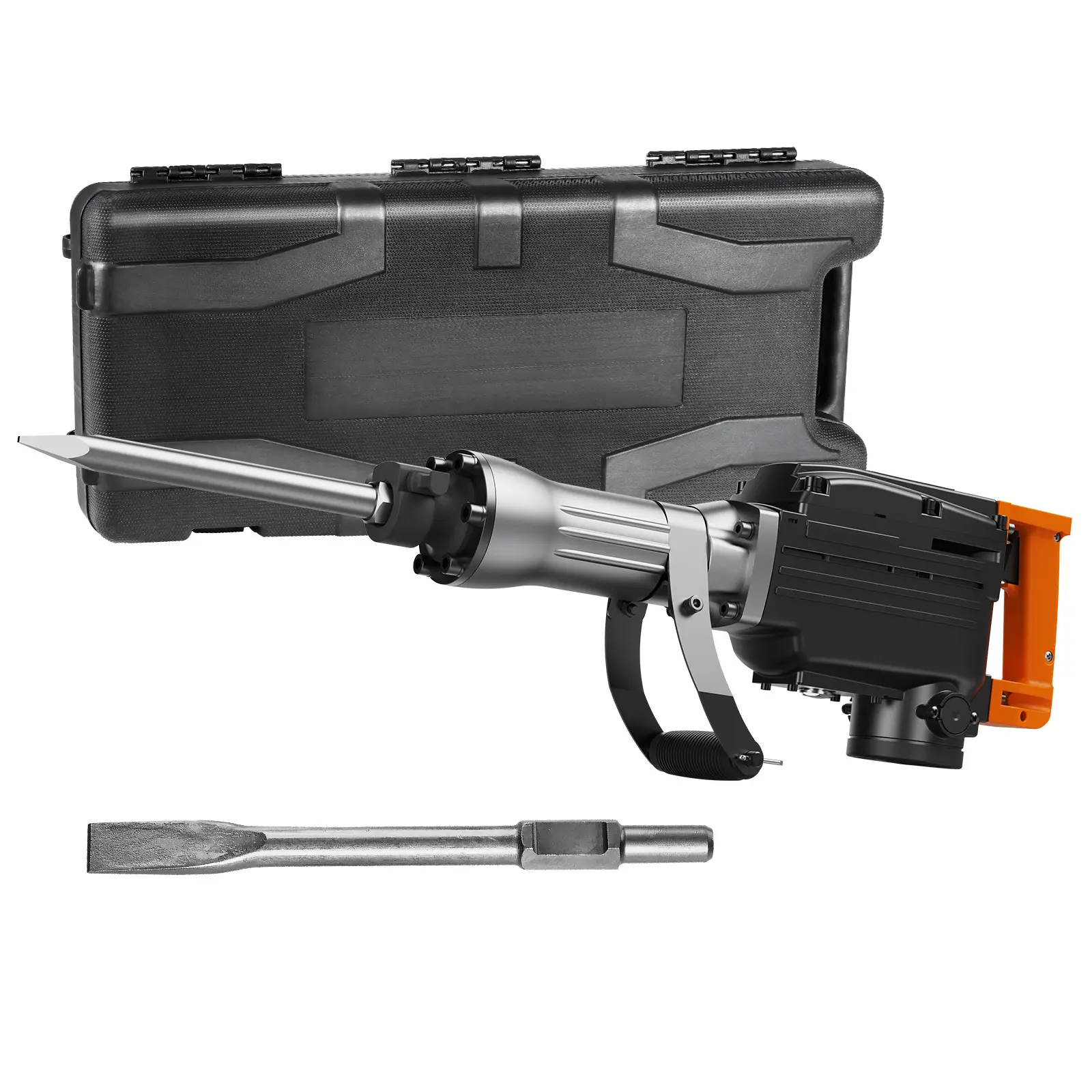 VEVOR Heavy Duty Industrial Corded Electric Demolition Jack Hammer, 2200W High Torque Power Tool with Cooling System, 1350 BPM Concrete Breaker, Aluminum Body, 2 Chisels & Concrete Drill Bit, Storage Case, Black (Father's Day Gift), Masonry Tool