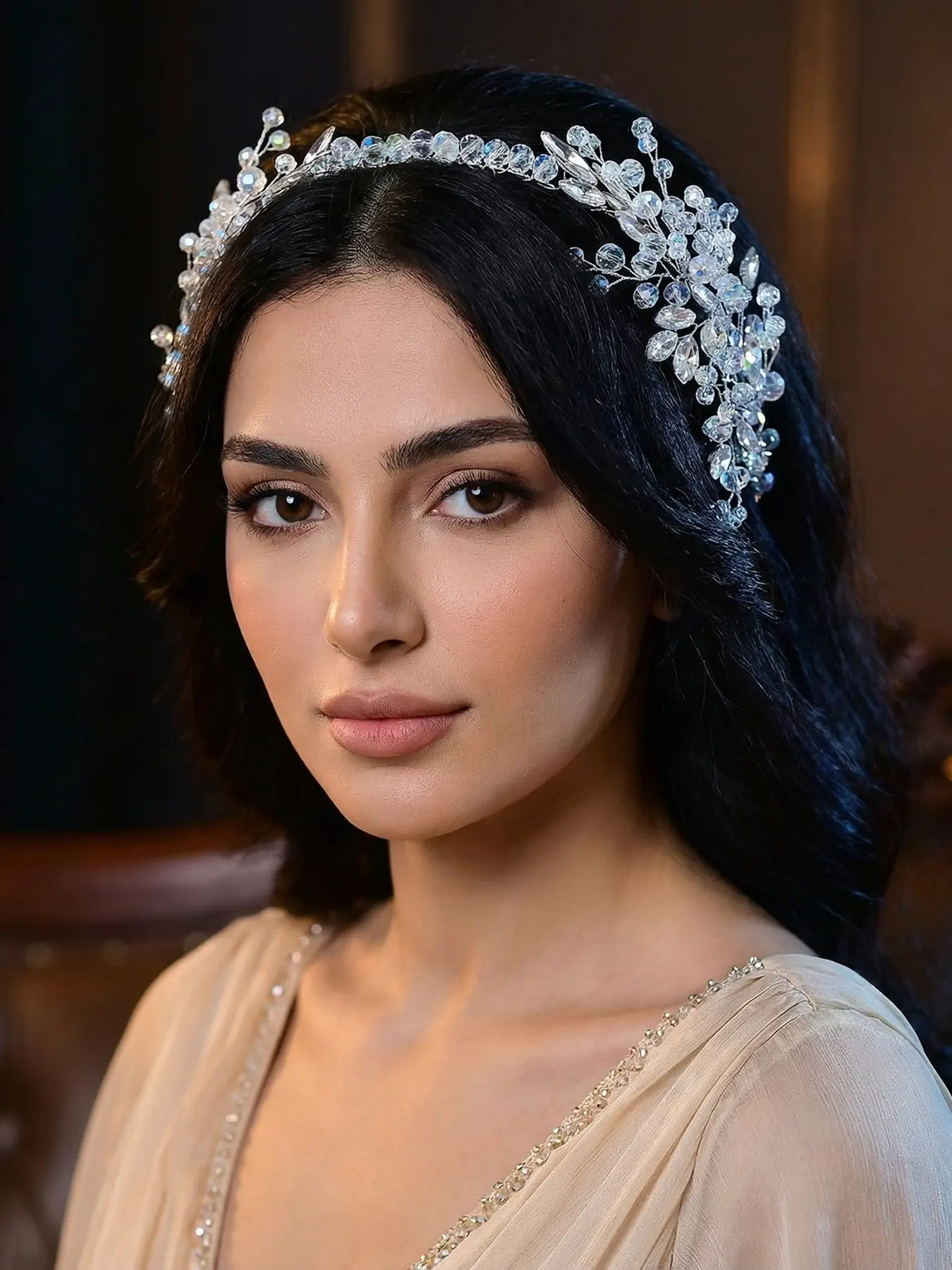 Elegant Handmade Sparkling Rhinestone Imitation Crystal Headband, Chic Hair Accessory for Weddings Parties Ceremonies, Perfect for All Seasons