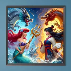 Mermaid Pattern DIY Diamond Arts Colorful Painting Kit without Frame, DIY 5D Diamond Arts Colorful Painting for Bedroom Home Wall Decor