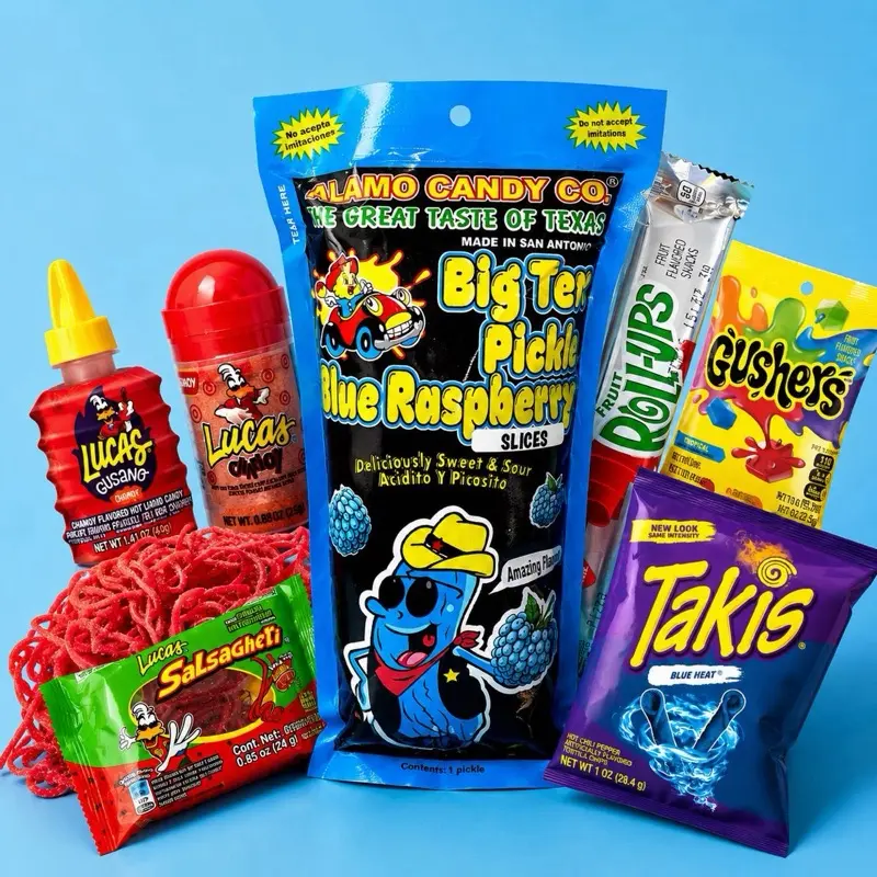 Sliced Blue Raspberry Pickle Kit - Takis candy