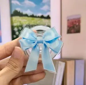 Blue Bow Magnetic Phone Grip, Cute Aesthetic Phone Holder, Kawaii Phone Accessory, Sweet Gift Idea