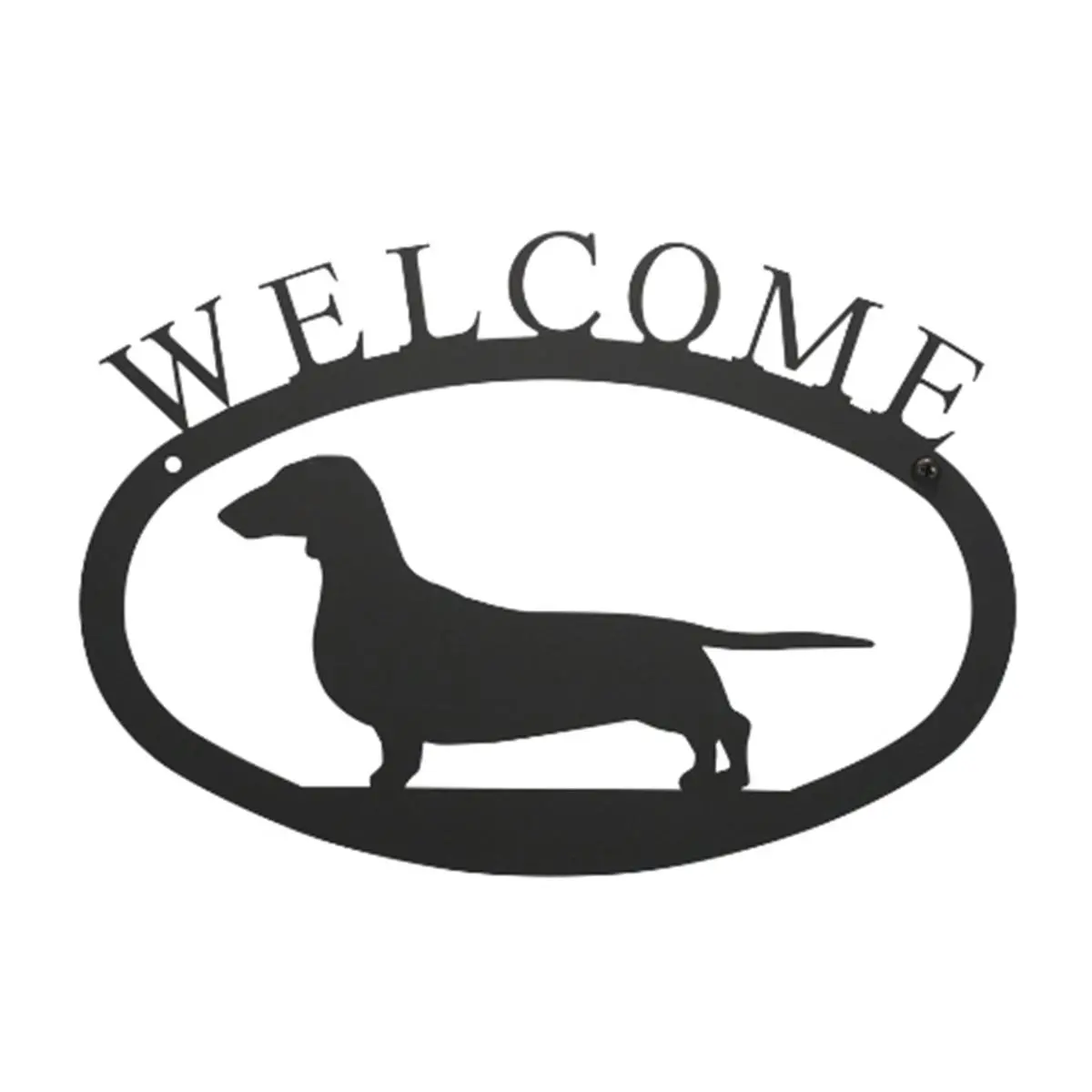 Village Wrought Iron Matt Dachshund Dog Welcome Plaque Sign - WEL-241-S, Home Decor Accent for Household Use