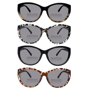 4 Pack Bifocal Reading Sunglasses Blue Light UV Protection for Women Man Large Frame Leopard Print Lightweight Daily Eyeglasses