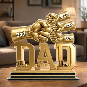 Personalized Dad Fist Bump Acrylic Plaque Custom Kids Names Father's Day Gift for Dad