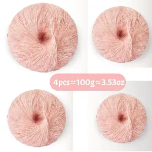 4pcs Alpaca Yarn, Ultra Soft Hand Knitting Thread, Fine Crochet Wool, DIY Craft Yarn Balls for Shawl/sweater/wrap