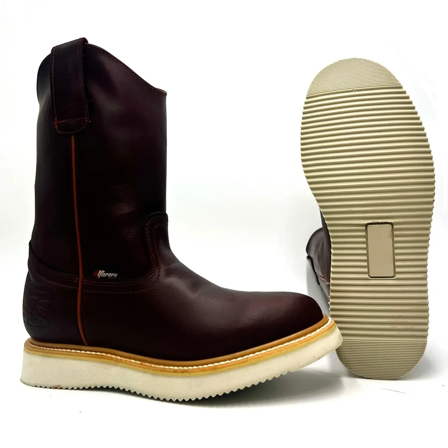 Silver Bull Roofing Work Boot Wedge Sole No Heel Leather Goodyear Welt AO-470 Burgundy Shedron Footwear Shoe    Comfort Walking Shoes Waterproof Work Boots Workboots