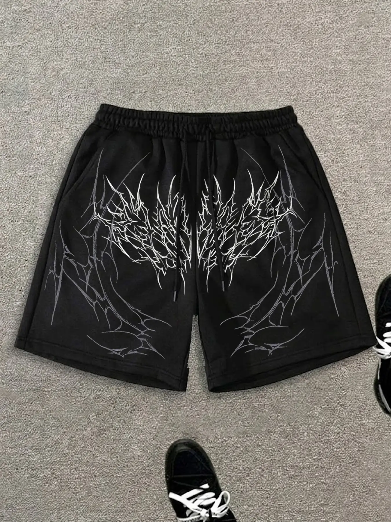 Unisex Sport Shorts, Gothic Floral Design, Casual Streetwear, Graphic Loose Shorts, Comfortable & Versatile, All-Season Wear, Graphic Track Shorts, Baggy Shorts
