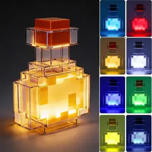 Pixelated Potion Bottle Ambient Decor – 8 Color Changing USB Powered Fantasy Elixir Mood Decor for Bedroom, Desk & Gaming Room | Portable Glowing Decor, Cool Gadget, Fun Room Decor & Gift Idea for Kids, Teens and Adults